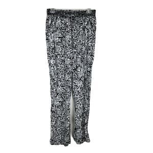 Sound/Style Pants Women Extra Large Black White Rayon Graphic Print Loose Bottom